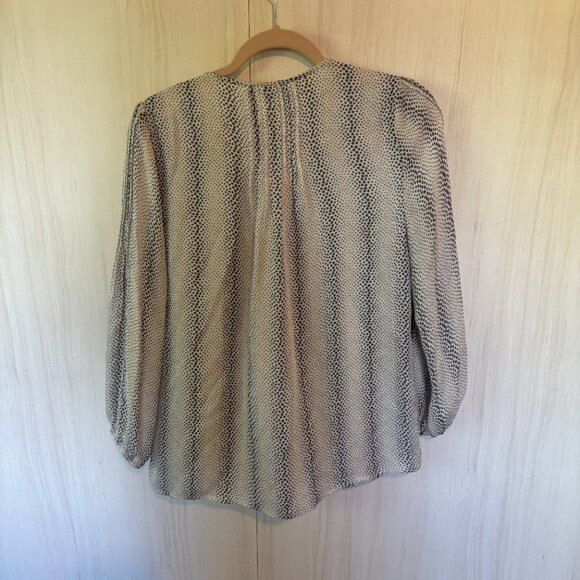 Joie Silk Peasant Blouse White w/ Navy Polka Dot Sz Small‎ - Picture 3 of 4